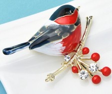 Vintage Style Enamel Red Robin