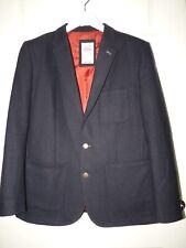 RHINO Rugby Blazer Jacket Mens XL Navy Wool Blend Chest 42 - defect on arm