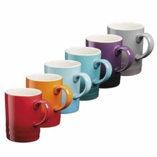 Cooks Professional Mugs Set of 6 Tea Coffee Multi-Coloured Stoneware 350ml