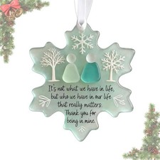 Snowflake Shaped Sea Glass Friendship Decor Christmas Tree Hanging Ornament