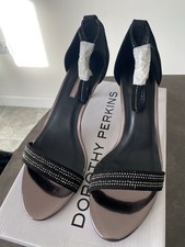 ‘DOROTHY PERKINS’ HEELED SANDALS BLACK BLING (UK 8/EU41)