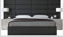 vänt Upholstered Wall Panels Pack of 4 Vintage Leather Black Coal Headboard 30”