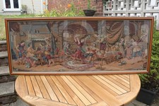 Tapestry Wall Hanging Framed Large Country House Dining Room Banquet Scene