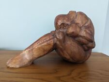 Large Vintage Hand Carved Weeping Crying  Praying Buddha Wooden Man Figure