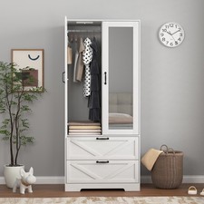 2 Door Wood Wardrobe Mirror