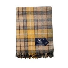 New BNWT Scottish Throw Large Wool Tartan Rug Natural Buchanan Blanket