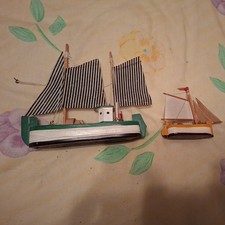 Two Small Model Boats for Decoration Wooden Sailboats Ornament