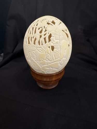 Carved african ostrich - african, egg
