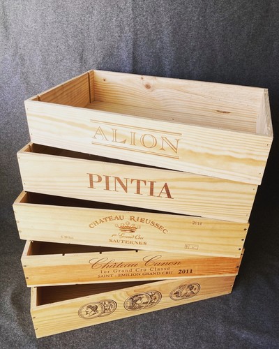Shallow wooden wine boxes - wooden,