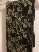 Laura Ashley Vintage green silk velvet scarf Length 44 inches Width 7.5 inches