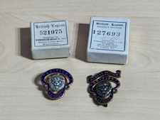 2 x Numbered British Legion Enamel Lapel Badges in Original Boxes 1 x Women's