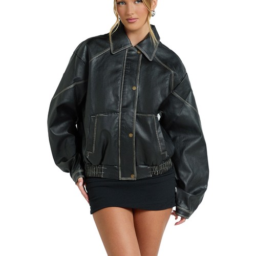 Women bomber leather - leather, jacket