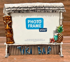 TIKI BAR  5 x 3.5  Photo Picture Frame HUT Tropical Beach Home Metal NEW