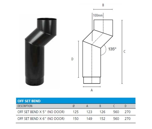 Offset flue pipe bend vitreous - flue,