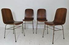 STUNNING SET 4 VINTAGE WALNUT PLYWOOD NEIL MORRIS TOBY DINING CHAIRS - 1950's