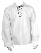 White Scottish Highland Jacobite Jacobean Ghillie Kilt Shirt-Tc