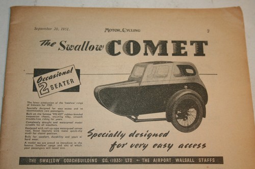 1951 advert for swallow comet - advert,