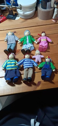 Family wooden dolls - family, x7