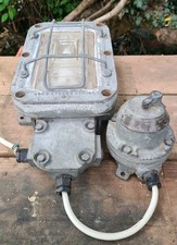 Vintage Industrial Walsall Bulkhead Light & Switch Flashproof W/O Heavy Duty