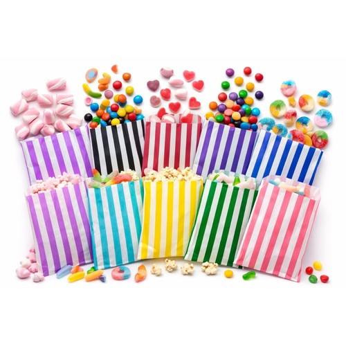 Striped sweet paper bags - bags, candy