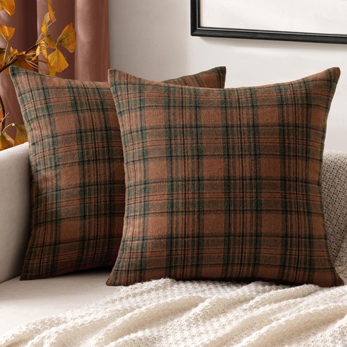 Miulee fall plaid pillow - fall,