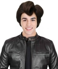 Retro Rock‘n Roll Brown Greaser Wig, Vintage 50s Wig Style for Parties & Theater