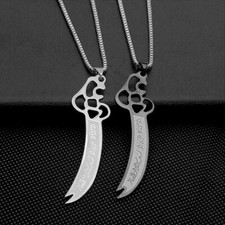 Large Black Stainless Steel 'Imam Ali' Zulfiqar Sword Pendant