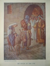 Antique Colour Print 'No Room