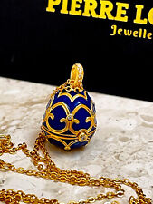 Imperial  Russian Faberge Silver Faberge Blue Pendant Faberge Necklace Diamond