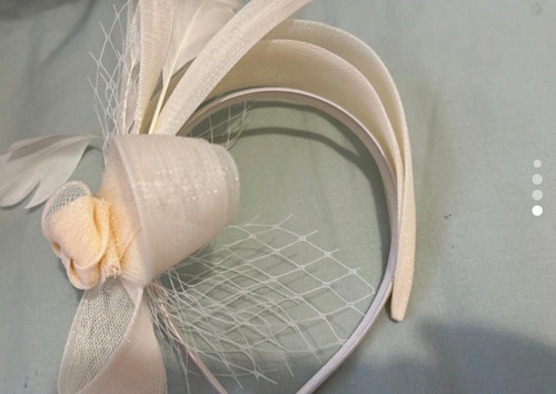 Ivory feather mesh - mesh, bow
