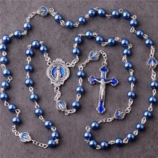 Blue catholic rosary beads - blue,