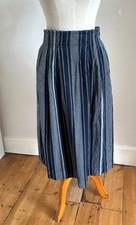 Toast Linen Cotton Stripe Skirt 8 Waist 26in Fitted Waist Indigo