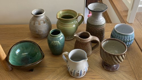 Job lot studio pottery jugs - 9x,