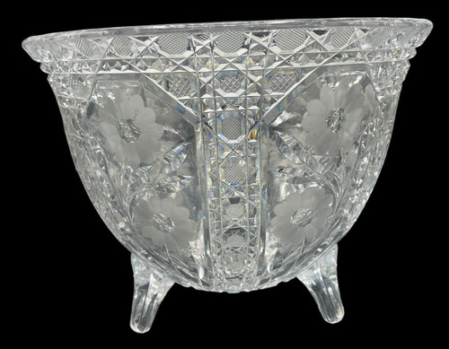 Antique glass bowl footed - 3,