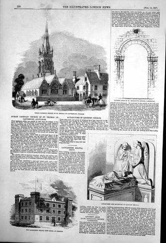 Old print lancashire militia - old,