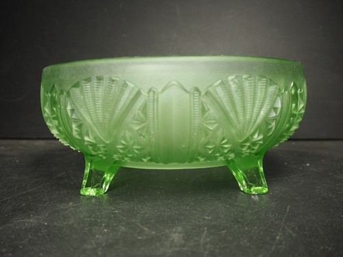 Footed green glass bowl - footed,