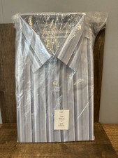 Vintage Van Heusen  Retro Mens Gents 16" 41cm Shirt Blue Stripe New