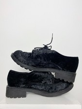 H By Henry Holland Black Velvet Brogues Shoes Boots Size UK 5 Lace Up