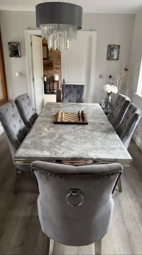 7pc grey marbled glass - marbled,