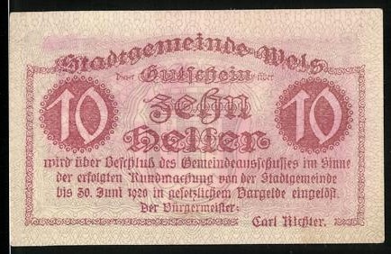 Emergency money wels - wels, 1920,