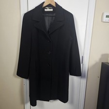Larry Levine Merino Wool Car Coat Overcoat Womens Sz 16 Black Heritage Classic