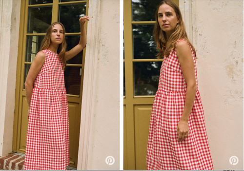 Linen fox gingham - linen,