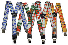 Braces/ Suspender Y-Shape silver clip  with Country Designs (Kids/Junior/Adult)