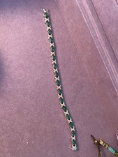 6 ct Oval Simulated Emerald Elegant 7.5" Tennis Bracelet 14k Yellow Gold Plated