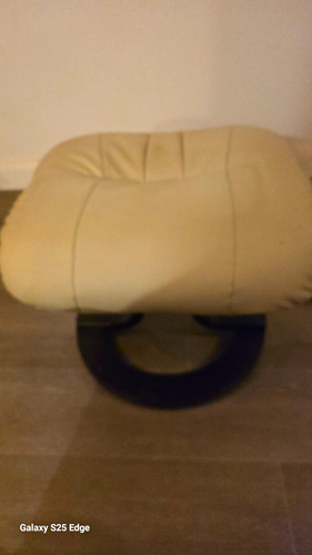 Beige faux leather upholstered - faux,