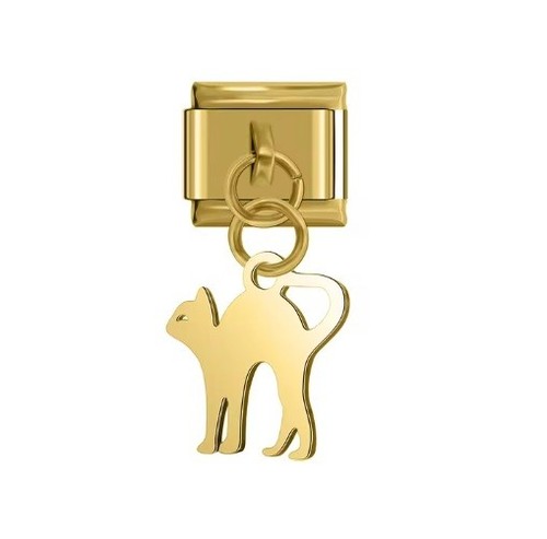 Gold cat italian charm - cat,