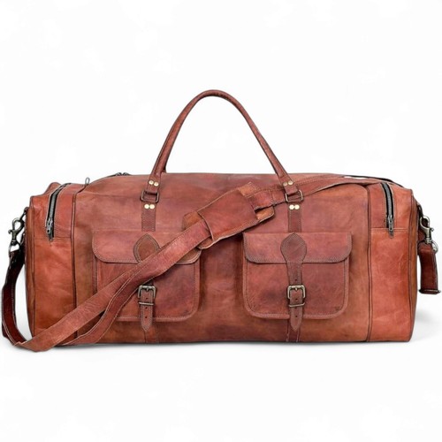 Handmade leather duffel bag - handmade,
