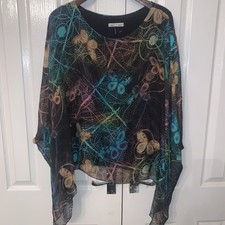 BNWT Made in Italy Pure Silk Butterfly Top Blouse Poncho