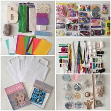 Clearout Paper Craft Card Making Bundle Ribbons Bows Flowers Quilling Scrap Book