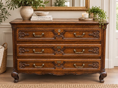 Vintage french carved oak - carved,